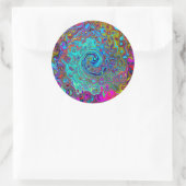 Trippy Sky Blue Abstrakt Retro Liquid Swirl Runder Aufkleber (Tasche)