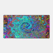 Trippy Sky Blue Abstrakt Retro Liquid Swirl Schreibtischunterlage (Vorderseite)