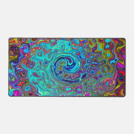 Trippy Sky Blue Abstrakt Retro Liquid Swirl Schreibtischunterlage
