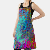 Trippy Sky Blue Abstrakt Retro Liquid Swirl Schürze (InSitu)