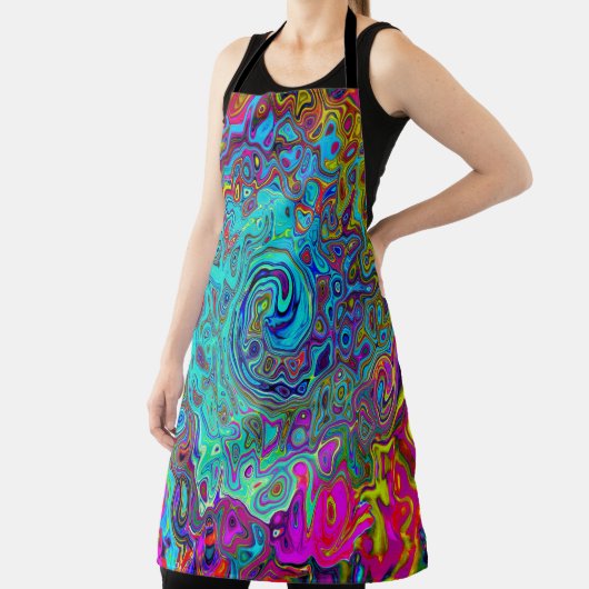 Trippy Sky Blue Abstrakt Retro Liquid Swirl Schürze (InSitu)