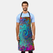 Trippy Sky Blue Abstrakt Retro Liquid Swirl Schürze (Getragen)