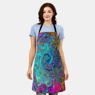 Trippy Sky Blue Abstrakt Retro Liquid Swirl Schürze