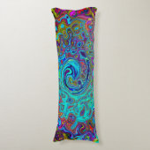 Trippy Sky Blue Abstrakt Retro Liquid Swirl Seitenschläferkissen (Vorderseite Vertikal)