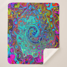 Trippy Sky Blue Abstrakt Retro Liquid Swirl Sherpadecke