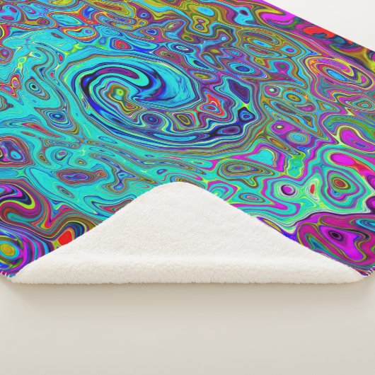 Trippy Sky Blue Abstrakt Retro Liquid Swirl Sherpadecke (3/4)