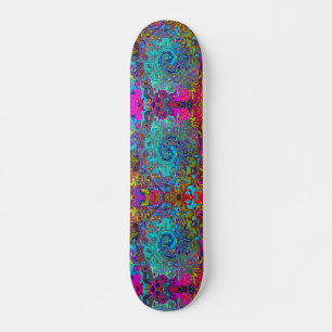 Trippy Sky Blue Abstrakt Retro Liquid Swirl Skateboard