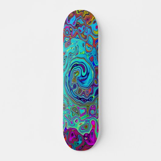 Trippy Sky Blue Abstrakt Retro Liquid Swirl Skateboard (Vorne)