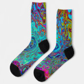 Trippy Sky Blue Abstrakt Retro Liquid Swirl Socken (Linkes Detail)