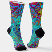 Trippy Sky Blue Abstrakt Retro Liquid Swirl Socken (Gewinkelt)