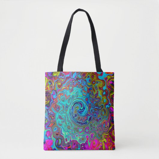 Trippy Sky Blue Abstrakt Retro Liquid Swirl Tasche (Vorderseite)