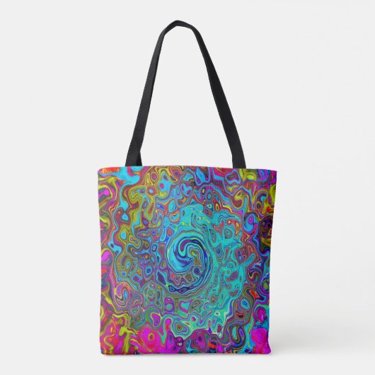 Trippy Sky Blue Abstrakt Retro Liquid Swirl Tasche (Rückseite)