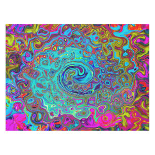 Trippy Sky Blue Abstrakt Retro Liquid Swirl Tischdecke
