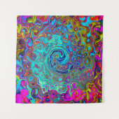 Trippy Sky Blue Abstrakt Retro Liquid Swirl Wandteppich (Vorderseite)