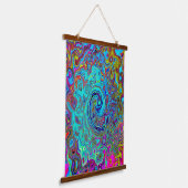 Trippy Sky Blue Abstrakt Retro Liquid Swirl Wandteppich Mit Holzrahmen (Gewinkelt)