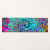 Trippy Sky Blue Abstrakt Retro Liquid Swirl Yogamatte (Vorderseite (Horizontal))