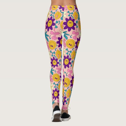 Trippy Smiley Seamless Muster Leggings (Rückseite)