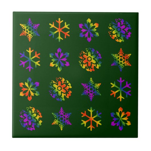 Trippy Snowflakes Fliese (Vorderseite)