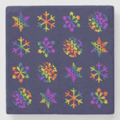 Trippy Snowflakes Steinuntersetzer (Vorderseite)