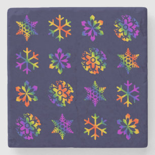 Trippy Snowflakes Steinuntersetzer