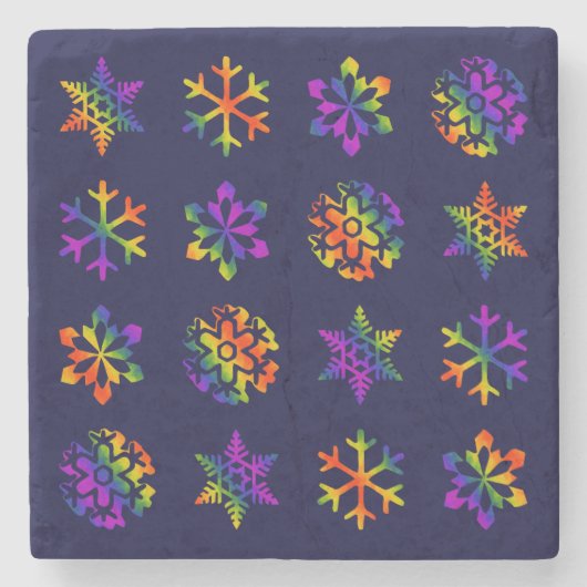 Trippy Snowflakes Steinuntersetzer (Vorderseite)
