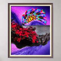 Trippy Space Floating Island Poster