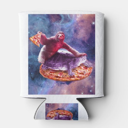 Trippy Space Sloth Turtle - Sloth Pizza Dosenkühler (Rückseite)