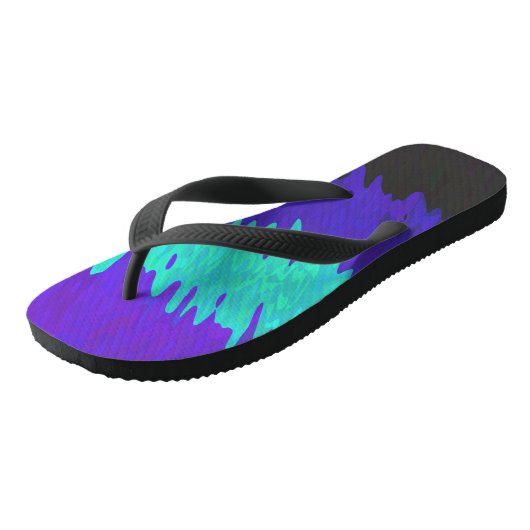Trippy-Squiggg-Abstrakt-Alexigender-Pride-Flag Badesandalen (Schrägansicht)