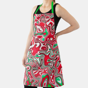 Trippy Squiggly Funky Maximalist Weihnachtsstreife Schürze