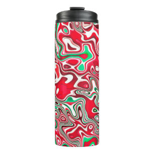 Trippy Squiggly Funky Maximalist Weihnachtsstreife Thermosbecher