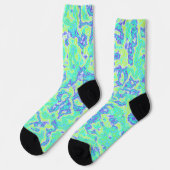 Trippy Squiggly Groovy Bold Neon Acid Trip Marmor Socken (Linkes Detail)