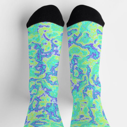 Trippy Squiggly Groovy Bold Neon Acid Trip Marmor Socken (Oben)