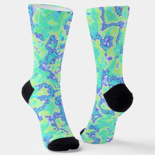 Trippy Squiggly Groovy Bold Neon Acid Trip Marmor Socken (Gewinkelt)