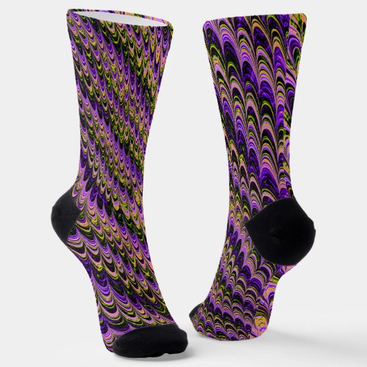 Trippy Squiggly Ripply Bohemisches Funky Fraktal A Socken (Gewinkelt)