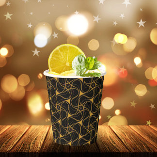 Trippy Starter Muster Cool Yellow Star Black Party Pappbecher