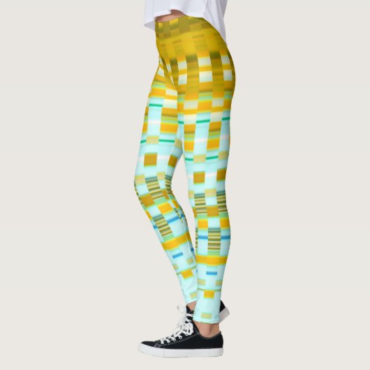 Trippy Stripes Yellow and Blue Psychedelic Pattern Leggings (Links)