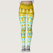 Trippy Stripes Yellow and Blue Psychedelic Pattern Leggings (Vorderseite)