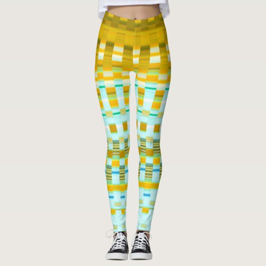 Trippy Stripes Yellow and Blue Psychedelic Pattern Leggings (Vorderseite)