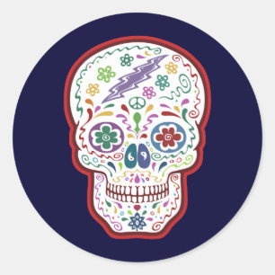 Trippy Sugar Skull Runder Aufkleber