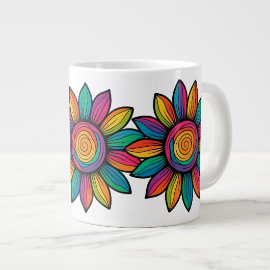 Trippy Sunflower Jumbo-Tasse (Vorderseite Rechts)