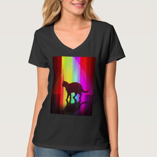 Trippy Surreal Cat Acidwave Aesthetic Surrealism R T-Shirt (Vorderseite)