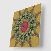 Trippy Time Fraktal Lace Groovy Mandala Quadratische Wanduhr (Winkel)
