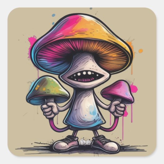 Trippy Toadstool Quadratischer Aufkleber (Vorderseite)