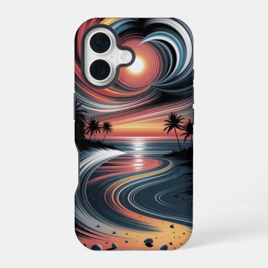 Trippy-Tropische-Vibes iPhone 16 Hülle (Rückseite)