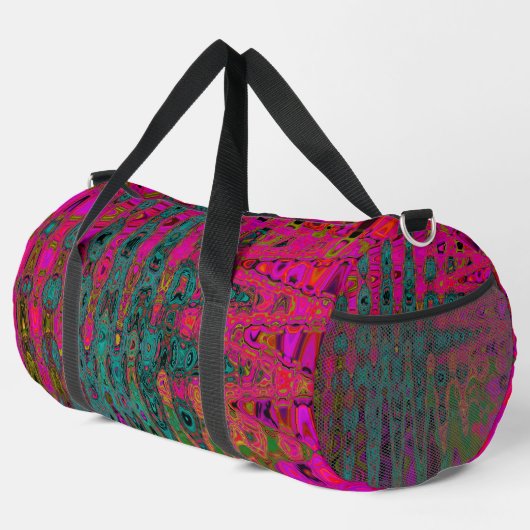 Trippy-Türkis-Abstrakt Retro-Atomwellen Duffle Bag (Rechte Ecke)
