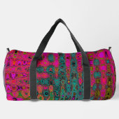 Trippy-Türkis-Abstrakt Retro-Atomwellen Duffle Bag (Rückseite)