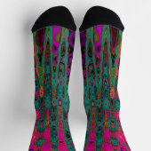 Trippy-Türkis-Abstrakt Retro-Atomwellen Socken (Oben)