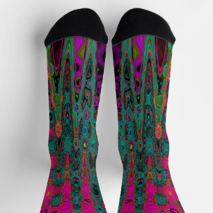 Trippy-Türkis-Abstrakt Retro-Atomwellen Socken