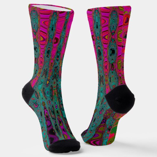 Trippy-Türkis-Abstrakt Retro-Atomwellen Socken (Gewinkelt)