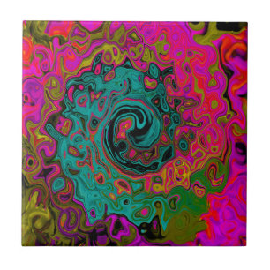 Trippy Türkis Abstrakt Retro Flüssigkeitswirbel Fliese